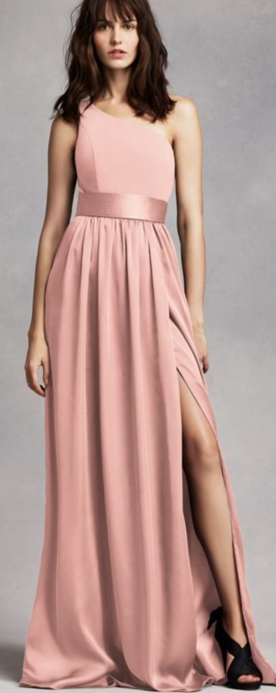 One Shoulder Dress with Satin Sash White by Vera Wang size 18